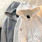 Embroidered Checker Zip-up Hoodie