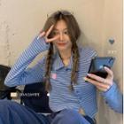 Long-sleeve Asymmetrical Button-up T-shirt