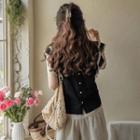 Layered Ruffle-sleeve Lace-trim Blouse
