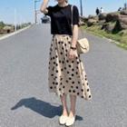 Set: Dotted A-line Skirt + Top