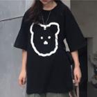 Bear Print Short-sleeve T-shirt Black - One Size