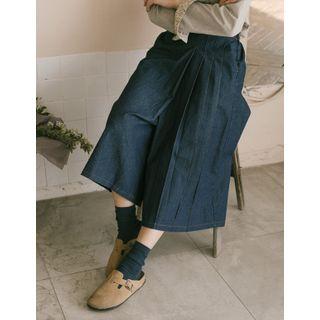 Band-waist Pintuck-front Skort