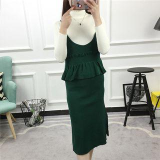Strappy Knitted Peplum Dress