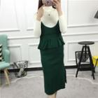 Strappy Knitted Peplum Dress