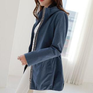 Hooded Lettering-trim Zip Parka