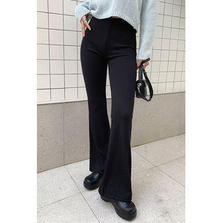 Band-waist Ribbed Flared Pants