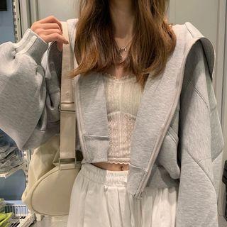 Rabbit Ear Zipped Hoodie Gray - One Size
