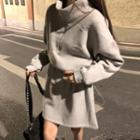 Half-zip Mini A-line Sweatshirt Dress