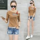 Appliqu  Long-sleeve Cutout T-shirt