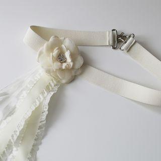 Flower Accent Belt White - One Size