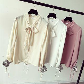 Sequined Panel Chiffon Shirt