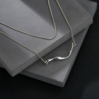 Curve Pendant Layered Necklace Silver - One Size