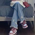 Ripped Frayed Shift Jeans