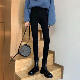 Plain High-waist Slim Fit Pants