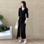 V-neck 3/4-sleeve Maxi Dress