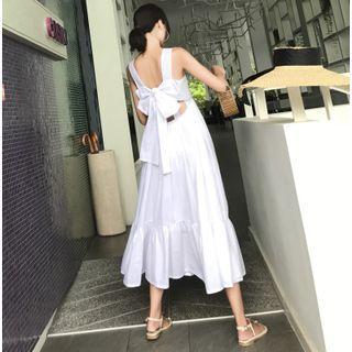 Wide Strap Bow-back Midi A-line Dress