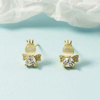 Angel Faux Cat Eye Stone Alloy Earring 1 Pair - Gold - One Size