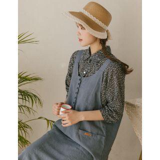 Lace-trim Sun Hat Beige - One Size