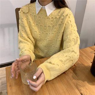 Round-neck Oversize Crochet Sweater