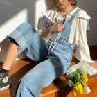Frill Trim Blouse / Washed Dungaree