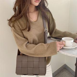 V-neck Fuzzy Sweater