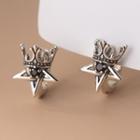 Crown Star Sterling Silver Earring 1 Pair - Silver - One Size