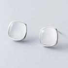 925 Sterling Silver Cat Eye Stone Stud Earrings Silver - One Size