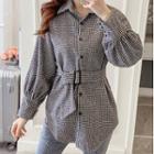 Houndstooth Belted Shirt Jacket