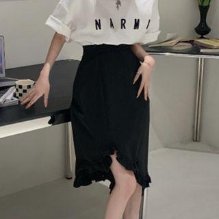 Ruffled Asymmetrical A-line Skirt