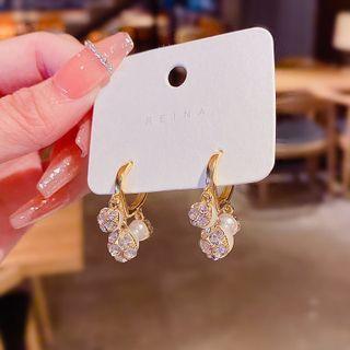 Rhinestone Faux Pearl Alloy Dangle Earring E4678 - 1 Pair - Gold - One Size