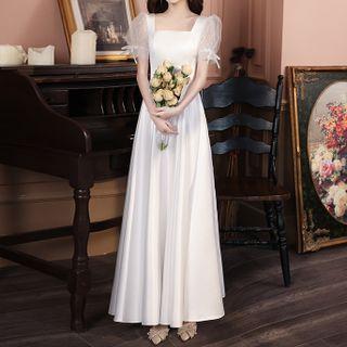 Lace Panel A-line Cocktail Dress / Evening Gown