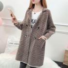 Patterned Double Breasted Knit Coat