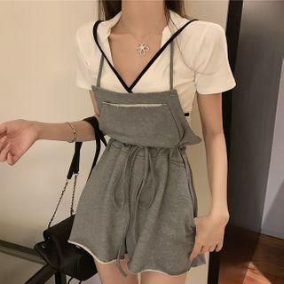 Hooded Short-sleeve T-shirt / Drawstring Shorts