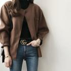Raw-edge Open-front Jacket With Sash
