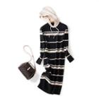 Striped Hooded Midi Sweater Dress As Shown In Figure - One Size