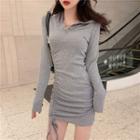 Crinkled Mini Hoodie Dress