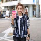 Raglan-sleeve Sequined Zip Jacket