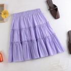 Plain Ruffle Trim Mini A-line Skirt