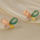 Butterfly Acrylic Earring 1 Pair - 807 - Pink & Green - One Size