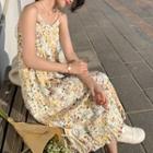 Spaghetti Strap Floral Print Midi A-line Dress / Skirt