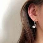 925 Sterling Silver Faux Pearl Dangle Earring 1 Pair - 925 Silver - Faux Pearl & Cube Earrings - One Size