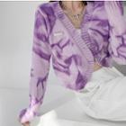 Asymmetrical Tie-dyed Pins Cardigan