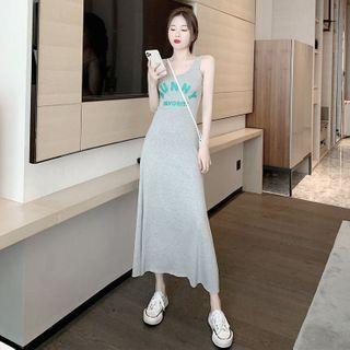 Lettering Midi A-line Tank Dress