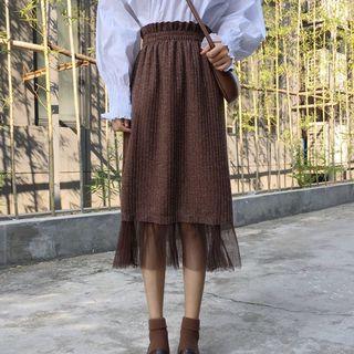 Sheer Hem Midi Skirt
