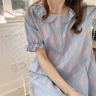 Short-sleeve Printed Dress As Figure - One Size