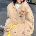 Bear Printed Button-up Plain Coat  - 175