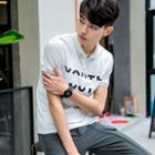 Lettering Tipped Short Sleeve Polo T-shirt