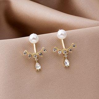 Faux Pearl Rhinestone Dangle Earring E2915 - As Shown In Figure - One Size