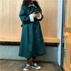 Fleece Collar Midi Coat Green - One Size