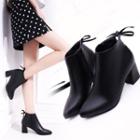 Chunky-heel Bow-tied Zip-side Ankle Boots